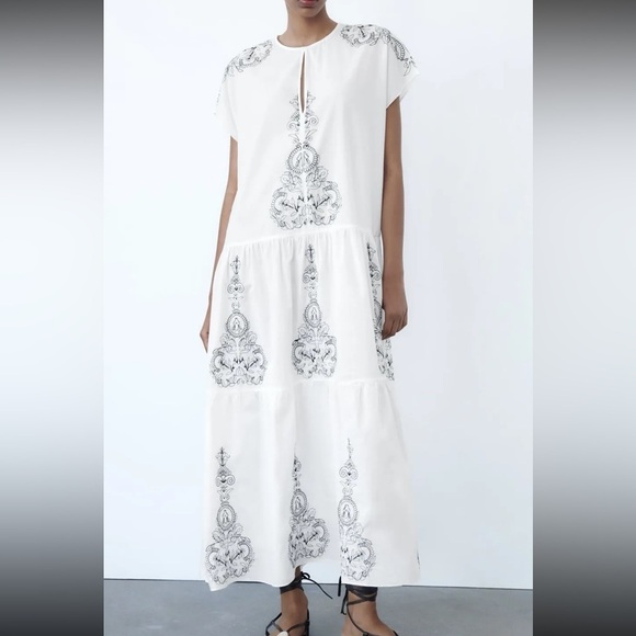 NWOT Zara boho embroidered maxi dress - Picture 1 of 5